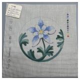 Set of 3 Floral Hand-Painted Needlepoint Canvases Signed by V. Henderson, Yudi & Gloria