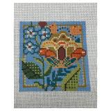 Hand-painted Floral Needlepoint Canvas with Set of 4 Designs Unsigned Stunning