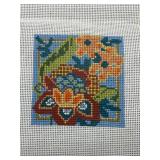 Hand-painted Floral Needlepoint Canvas with Set of 4 Designs Unsigned Stunning