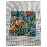 Hand-painted Floral Needlepoint Canvas with Set of 4 Designs Unsigned Stunning