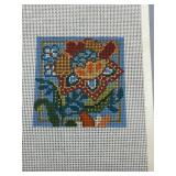 Hand-painted Floral Needlepoint Canvas with Set of 4 Designs Unsigned Stunning