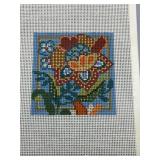 Hand-painted Floral Needlepoint Canvas with Set of 4 Designs Unsigned Stunning