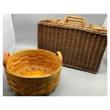 Set of Vintage Wicker CARJAN CARRYALL Picnic Basket and ROYCE-CRAFT round Basket