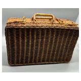 Set of Vintage Wicker CARJAN CARRYALL Picnic Basket and ROYCE-CRAFT round Basket
