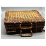 Set of Vintage Wicker CARJAN CARRYALL Picnic Basket and ROYCE-CRAFT round Basket