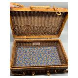 Set of Vintage Wicker CARJAN CARRYALL Picnic Basket and ROYCE-CRAFT round Basket