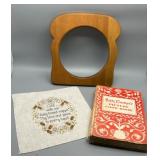 Vintage Betty Crocker Cookbook and Bread Framed Prayer Cross-Stitch Set