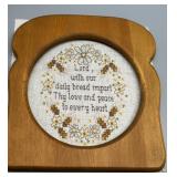 Vintage Betty Crocker Cookbook and Bread Framed Prayer Cross-Stitch Set