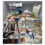 Collection of Assorted Unique Craft Threads and Embellishments Including Metallics, Silks & More
