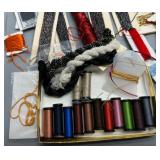 Collection of Assorted Unique Craft Threads and Embellishments Including Metallics, Silks & More