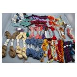Large Lot of Silk, Wool & Uncommon Vibrant Colored Embroidery Threads and Yarns