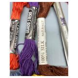 Large Lot of Silk, Wool & Uncommon Vibrant Colored Embroidery Threads and Yarns