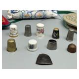 Vintage Sewing Accessories Collection with Thimbles and Needle Cases Including the Needlework Guild Of MN