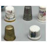 Vintage Sewing Accessories Collection with Thimbles and Needle Cases Including the Needlework Guild Of MN