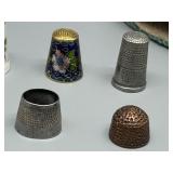 Vintage Sewing Accessories Collection with Thimbles and Needle Cases Including the Needlework Guild Of MN