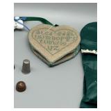 Vintage Sewing Accessories Collection with Thimbles and Needle Cases Including the Needlework Guild Of MN