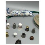 Vintage Sewing Accessories Collection with Thimbles and Needle Cases Including the Needlework Guild Of MN