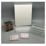 Assorted Clear Lucite & Plastic Storage Boxes and Display Frame