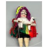 Collection of 5 Handmade Guatemalan Worry Doll Ornaments & Woven Necklace String