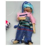 Collection of 5 Handmade Guatemalan Worry Doll Ornaments & Woven Necklace String