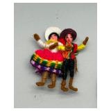Collection of 5 Handmade Guatemalan Worry Doll Ornaments & Woven Necklace String