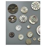 Rare Collection of Antique Hand Carved Mother-of-Pearl Buttons Rare Large Sizes and Smaller