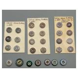 RARE Collection of Antique Calico Patterned China Buttons c.1850s Nice Display