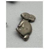 Set of 8 Pewter MVB 84 Character buttons featuring Animal and Heart Designs