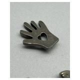 Set of 8 Pewter MVB 84 Character buttons featuring Animal and Heart Designs