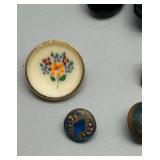 Collection of Antique GLASS Buttons Black and Decorative Designs - Last Picture Added Buttons Leo Popper