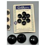 Collection of Antique GLASS Buttons Black and Decorative Designs - Last Picture Added Buttons Leo Popper