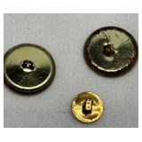 Set of 3 Antique Brass Buttons Depicting Hunter With Dog and Terrier Dog Design
