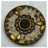 Set of 3 Antique Victorian Decorative Brass and Amythest Stone Buttons