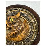 Antique Victorian Wood Carved Glass Eyed Owl / Phoenix / Tiger? Decorative