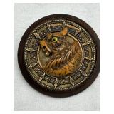 Antique Victorian Wood Carved Glass Eyed Owl / Phoenix / Tiger? Decorative