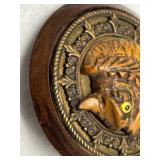 Antique Victorian Wood Carved Glass Eyed Owl / Phoenix / Tiger? Decorative