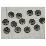 Set of 13 Antique Marcasite Floral Buttons with Rhinestone Style Accents