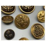 Collection of 22 Vintage Military and Uniform Buttons