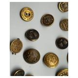 Collection of 22 Vintage Military and Uniform Buttons