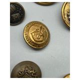 Collection of 22 Vintage Military and Uniform Buttons