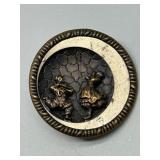 Rare Antique Brass Story Button with Flamenco Dancing Figures Diorama Relief