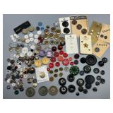 Large Collection of Assorted Vintage Buttons Bakelite, Lucite, Plastic & On Cardstock Many Unique