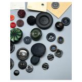 Large Collection of Assorted Vintage Buttons Bakelite, Lucite, Plastic & On Cardstock Many Unique