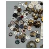 Large Collection of Assorted Vintage Buttons Bakelite, Lucite, Plastic & On Cardstock Many Unique