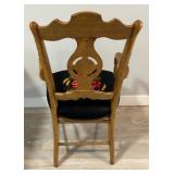 Antique Sturdy Wooden Armchair with Needlepoint Floral Seat