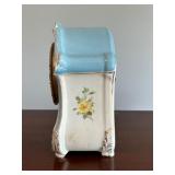 RARE Antique ANSONIA Royal Bonn "La Cheze" Mantel Clock with Floral Design Interesting Colors