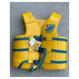 Vintage 1960s New With Tags Ski Master Competition Ski Team Puffy Foam Life Vest, Adult Medium