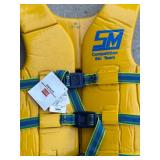 Vintage 1960s New With Tags Ski Master Competition Ski Team Puffy Foam Life Vest, Adult Medium