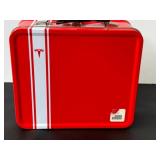 Collectible Red TESLA Metal Lunch Box with Handle