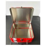 Collectible Red TESLA Metal Lunch Box with Handle
